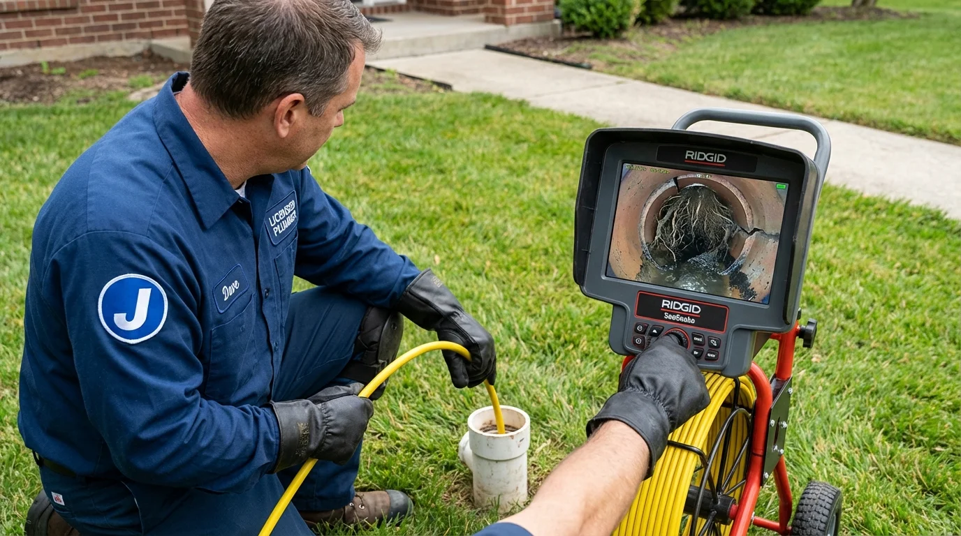 Sewer camera inspection being performed by Johns Plumbing LLC in Ogunquit